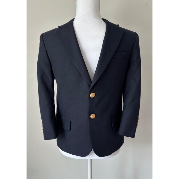Lands End Size 8 Husky Kids Navy Blue Lined Wool Blend Blazer Jacket - Picture 11 of 11